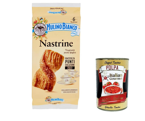 Italian Gourmet E.R. Kekse 6x Mulino Bianco Nastrine Blätterteig Kuchen 240g + Italian Gourmet polpa 400g 8076809501866