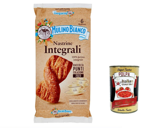 Italian Gourmet E.R. Kekse 6x Mulino Bianco Nastrine Integrali Vollkorn Snack 100 % Vollkornmehl 6 Stück 240 g + Italian Gourmet polpa 400g 8076809574693