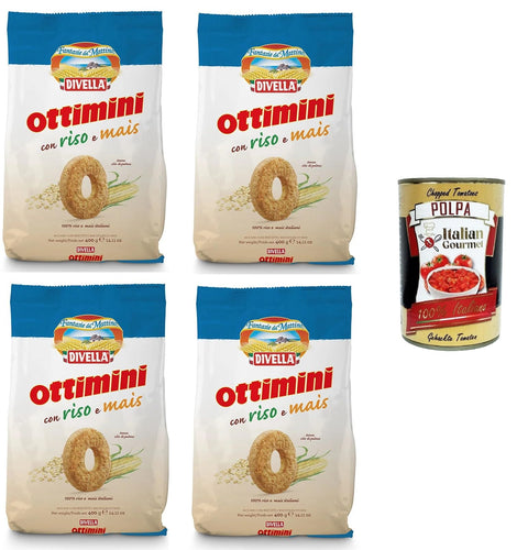 Italian Gourmet E.R. Kekse Divella Ottimini riso e mais Reis und Mais 4x400gr +Italian Gourmet polpa 400g 8032804040014