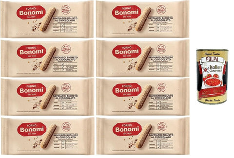Italian Gourmet E.R. Kekse Forno Bonomi- Savoiardi bigusto al cioccolato Keks-Löffelchen mit Schokolade 8x 200gr + Italian Gourmet polpa 400g 8032804040014