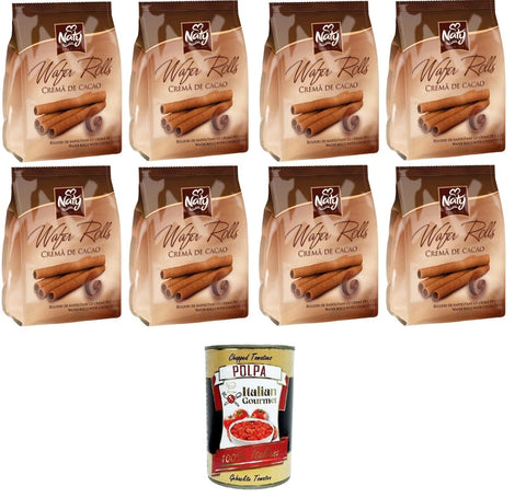 Italian Gourmet E.R. Kekse Naty Premium Wafers Rolls Cremà de Cacao Waffeln, Brötchen, Kakaocreme 8x 100gr + Italian Gourmet polpa 400g 8032804040014