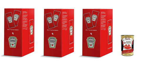 Italian Gourmet E.R. Ketchup 3x Heinz 200 Stück Ketchup Sauce in 11 g Beutel ideal für Chips, Panini, Hamburger und Sandwiches + Italian Gourmet polpa 400g 8715700420608