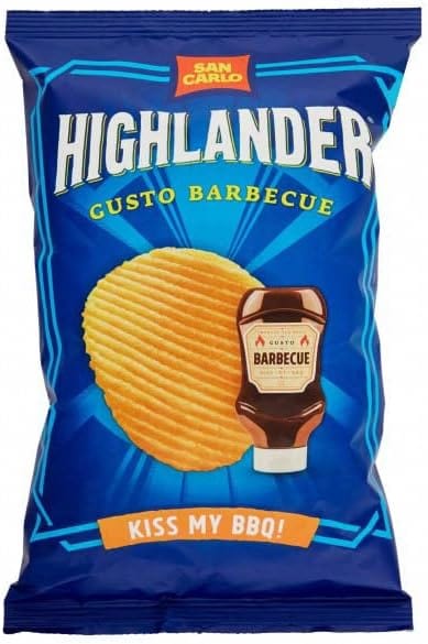 Italian Gourmet E.R. Knabberartikel 8x San Carlo Highlander Patatine al Gusto Barbecue "Kiss my BBQ!" 130g
