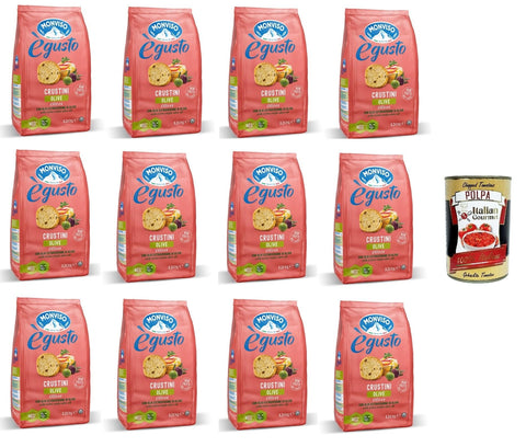 Italian Gourmet E.R. Knäckebrot Monviso égusto Crustini alle Olive Crustini mit Oliven 12x 120gr + Italian Gourmet polpa 400g