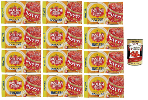 Italian Gourmet E.R. Koch- & Backzutaten 12x Mutti Polpa Datterini natürlich süß Tomaten (300gr x 2), Datterini Tomatenpulpe Tomaten sauce 100% Italienisch + Italian Gourmet polpa 400g 8032804040014