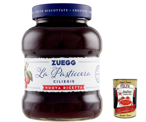 Italian Gourmet E.R. Koch- & Backzutaten 3x Zuegg La Pasticceria Cliegie , Marmelade Kirschen Konfitüre Brotaufstriche Italien 700 g + Italian Gourmet polpa 400g 8032804040014