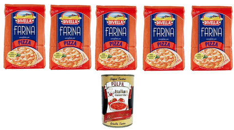 Italian Gourmet E.R. Koch- & Backzutaten 5x DIVELLA-MEHL FÜR PIZZA 1 KG + Italian gourmet polpa 400g 8005121004182