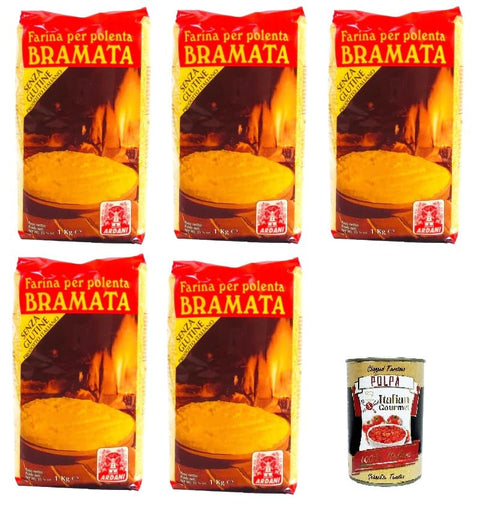 Italian Gourmet E.R. Koch- & Backzutaten Ardani- Farina per Polenta Bramata Mehl für Polenta Bramata 5x1kg+ Italian Gourmet polpa 400g 8032804040014