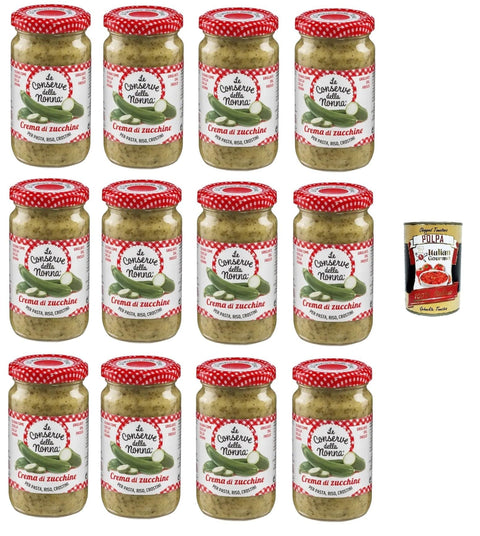 Italian Gourmet E.R. Koch- & Backzutaten Le Conserve della Nonna- Crema di Zucchine Zucchinicreme für Nudeln, Reis und Croutons 12x190gr + Italian Gourmet polpa 400g 8005360003571