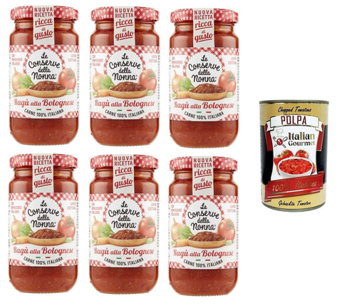 Italian Gourmet E.R. Koch- & Backzutaten Le Conserve della Nonna- Sugo Ragù Alla Bolognese Sauce 6x 190g + Italian Gourmet polpa 400gr 8005360002055