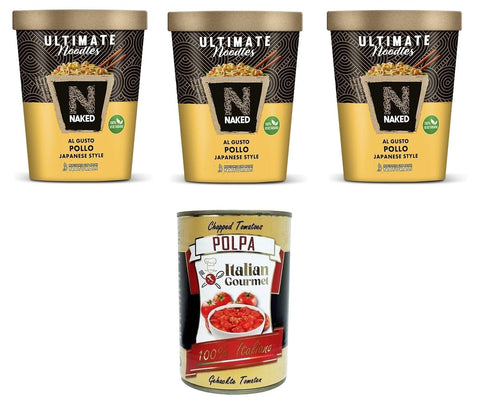Italian Gourmet E.R. Koch- & Backzutaten NAKED ULTIMATE Japanese style Gusto Pollo Hühnchengeschmack nach japanischer Art 3x 90gr + Italian Gourmet polpa 400g 8032804040014