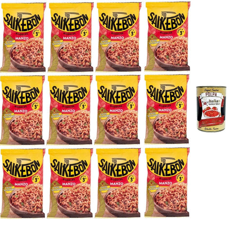 Italian Gourmet E.R. Koch- & Backzutaten Saikebon- Noodles Orientali al Manzo Nudeln Orientalisches Rindfleisch 12x79gr + Italian Gourmet polpa 400g 8032804040014