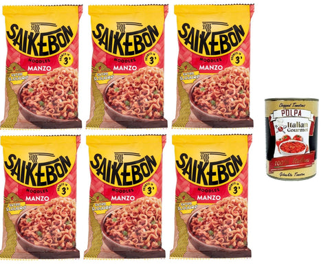 Italian Gourmet E.R. Koch- & Backzutaten Saikebon- Noodles Orientali al Manzo Nudeln Orientalisches Rindfleisch 6x79gr + Italian Gourmet polpa 400g 8032804040014