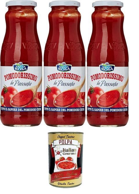 Italian Gourmet E.R. Koch- & Backzutaten Santa Rosa Pomodorissimo Passata Tomatenpüree 3x700gr+ Italian Gourmet polpa 400g 8032804040014