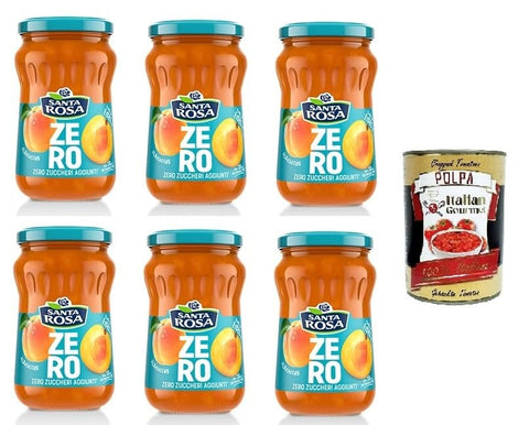 Italian Gourmet E.R. Koch- & Backzutaten Santa Rosa ZERO, Confettura di Albicocche zero zuccheri aggiunti Aprikosenmarmelade ohne Zuckerzusatz 6x 300gr + Italian Gourmet polpa 400g 8032804040014