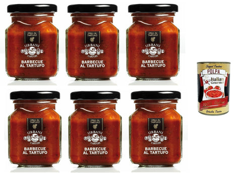 Italian Gourmet E.R. Koch- & Backzutaten Urbani Tartufi- Salsa BBQ al tartufo Trüffel-BBQ-Sauce 6x 90gr + Italian Gourmet Polpa 400g 8000146039225