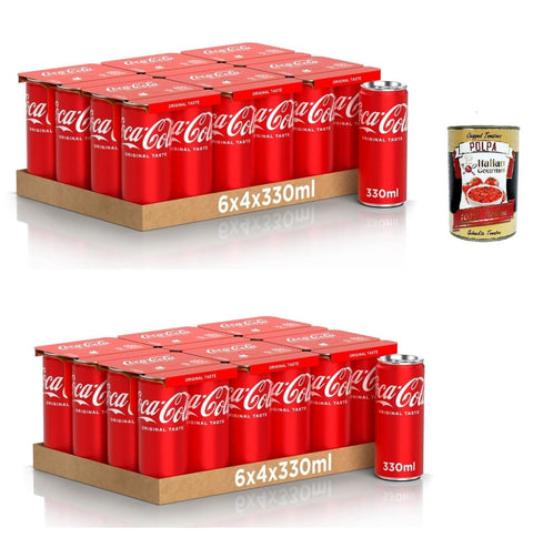 Italian Gourmet E.R. Kohlensäurehaltiges Wasser original dosen kohlensäurehaltiges Getränk 48x 330ml Softdrink + Italian gourmet polpa 400g 8032804040014