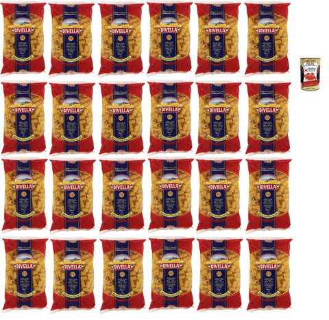 Italian Gourmet E.R. Kurze Pasta Divella Pasta 100% Italienisch Mezzi Occhi di Lupo N° 20, Nudeln aus Hartweizengrieß, Kochen 11 Minuten 24x 500g + Italian Gourmet polpa 400g 8032804040014