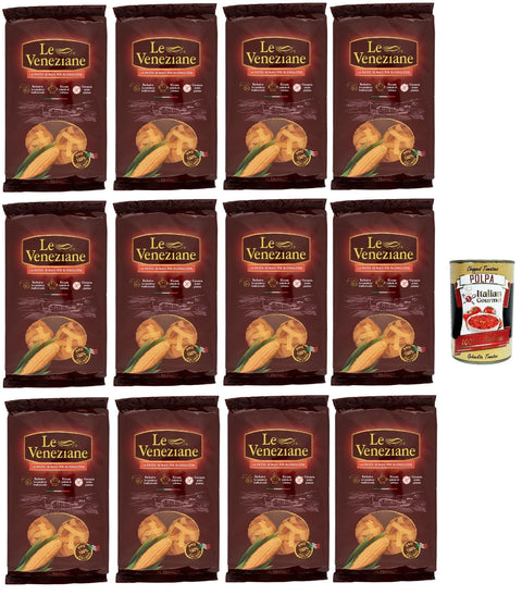 Italian Gourmet E.R. Kurze Pasta Le Veneziane Pasta di Mais Fettucce, senza glutine,100% italienische Maisnudeln, glutenfrei. gluten free 12x 250g + Italian Gourmet polpa 400g 8032804040014
