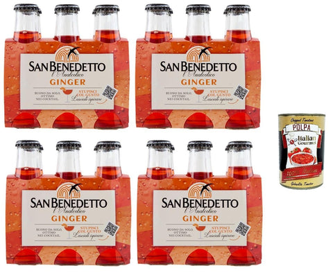 Italian Gourmet E.R. Limonade San Benedetto Ginger l'analcolico, Buono da solo, Ottimo nei cocktail Ingwer, der alkoholfreie, gut pur, hervorragend in Cocktails 24x10cl+ Italian Gourmet polpa 400g 8032804040014