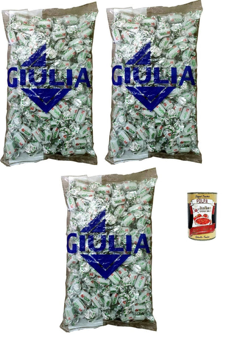 Italian Gourmet E.R. Lollies La Giulia Caramelle dure ripiene con Latte e Menta Hartbonbons gefüllt mit Milch und Minze Gluten-frei 3x 1Kg + Italian Gourmet polpa 400g 8032804040014