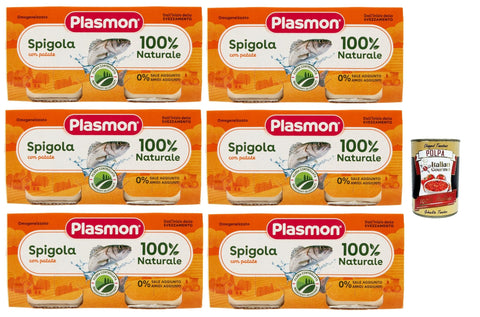 Italian Gourmet E.R. Menüs Plasmon Pesce Spigola con Patate, 6x (2x 80g) , Mit ausgewählten Zutaten, 100% natürlich, Ohne Stärken und Salz hinzugefügt + Italian Gourmet polpa 400g 8032804040014