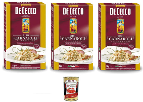 Italian Gourmet E.R. Nudelgerichte 3x De Cecco Riso Carnaroli Superfino - Mittelkorn-Reis für Risotto, 1000gr+ Italian Gourmet polpa 400g 8001250008510