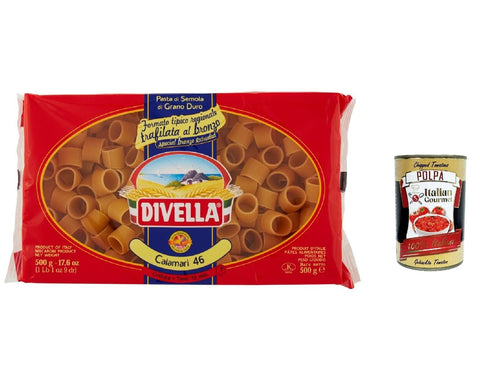 Italian Gourmet E.R. Nudeln & Pasta 12x Divella Pasta 100% italienische Calamari n. 46, nudeln 500g + Italian Gourmet polpa 400g 8005121001464