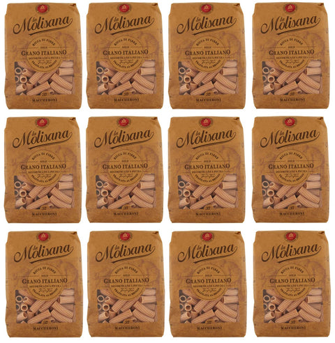 Italian Gourmet E.R. Nudeln & Pasta 12x La Molisana Pasta Integrale Maccheroni n°37 Vollkornnudeln Vollkornpasta,100% italienischer Weizen,Bronzepaste 500g Packung + Italian Gourmet Polpa di Pomodoro 400g Dose 8004690613726