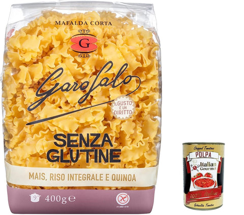 Italian Gourmet E.R. Nudeln & Pasta 5x Mafalda corta 400 g Senza Glutine Glutin free, glutenfrei Pasta Noodles + Italian Gourmet Polpa 400 g 8000139929809
