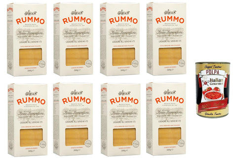 Italian Gourmet E.R. Nudeln & Pasta Rummo Lasagne all'uovo n.173 Bronze Gezeichnete, Pasta mit ei, Eierpaste 8x Packungen mit 500 g + Italian Gourmet polpa 400g 8032804040014