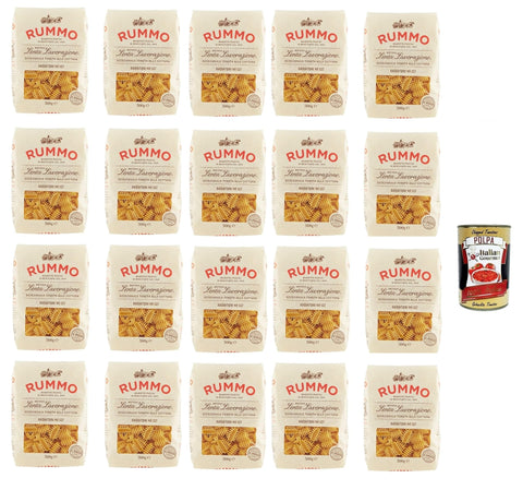 Italian Gourmet E.R. Nudeln & Pasta Rummo Radiatori N° 137 Pasta Lenta Lavorazione Teigwaren aus Hartweizengrieß Bronze-Zeichnung 20x 500g + Italian Gourmet polpa 400g 8032804040014