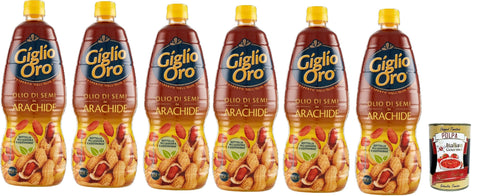 Italian Gourmet E.R. Öl Carapelli Giglio Oro Olio di Semi di Arachide Erdnussöl Speiseöl Frittieröl 100% Italienisches Öl 6x 1Lt + Italian Gourmet polpa 400g 8032804040014