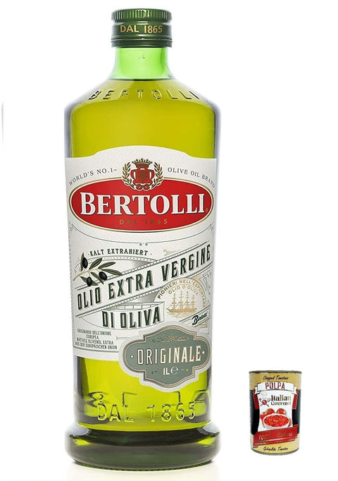 Italian Gourmet E.R. Oliven 6x Bertolli Natives Olivenöl Extra Originale, 1er Pack (6 x 1000 ml) + Italian Gourmet Polpa 8002470017290