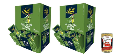 Italian Gourmet E.R. Oliven Biffi Olivenöl Extra Vergine, 102 Portionsbeutel à 10 ml, 2er-Pack, + Italian Gourmet polpa 400g