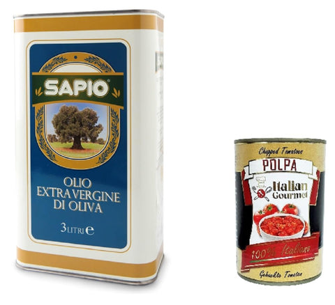 Italian Gourmet E.R. Oliven Sapio Olio Extravergine di Oliva Extra natives Olivenöl 3lt+ Italian Gourmet polpa 400g 8032804040014