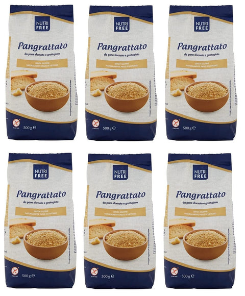 Italian Gourmet E.R. Paniermehl & Knödelbrot 6x Nutri Free Pangrattato Semmelbrösel Laktose- und Milcheiweißfrei Glutenfrei 500g-Packung Ideal für Menschen mit Glutenunverträglichkeit 8008696022834