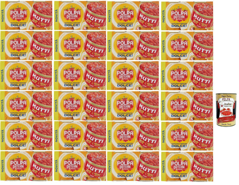 Italian Gourmet E.R. Pastasaucen Mutti Polpa di pomodoro datterini Dolce Süßes Datterini-Tomatenmark, Tomatenpulpe Tomaten sauce 100% Italienisch 48x 300gr + Italian Gourmet polpa 400g 8032804040014