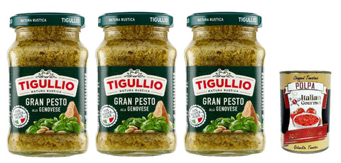 Italian Gourmet E.R. Pesto 3x Star Tigullio GranPesto Pesto alla Genovese mit Basilikum 190 g Sauce Soße + Italian gourmet polpa 400g 80024101