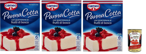 Italian Gourmet E.R. Pudding- & Dessertpulver Cameo Mischung für Panna Cotta mit Beeren -Garnieren, leicht zubereitete Dessert, die Packung enthält die Form zum Kochen, 6 Portionen, 3x 107 g + Italian Gourmet polpa 400g 8032804040014