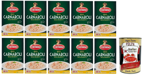 Italian Gourmet E.R. Reis 10x Curtiriso Riso Carnaroli,100% Italienischer Reis, Ideal für Risottos,Kochzeit 15 Minuten,Packung mit 1Kg + Italian Gourmet Polpa di Pomodoro 400g Dose 8017759011708