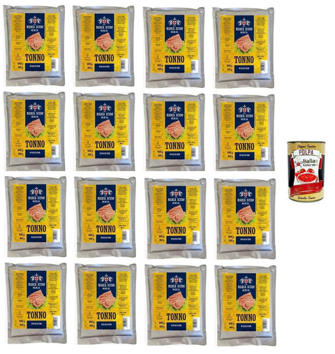 Italian Gourmet E.R. Relishes Marca Scudo- Tonno all'olio di semi HO.RE.CA in busta Thunfisch in Samenöl 16x 1000gr+ Italian Gourmet polpa 400g 8032804040014