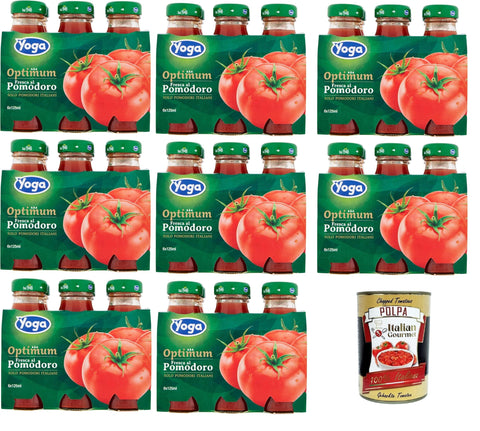 Italian Gourmet E.R. Säfte Yoga Succo di pomodoro italienischer Tomatensaft Glasflaschen 8x 6 x 125 ml + Italian Gourmet Polpa 400g 8032804040014