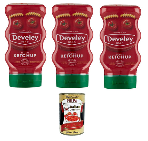 Italian Gourmet E.R. Salsas Tomaten-Ketchup-Sauce Wiederverschließbare Verpackung 3x 250ml + Italian Gourmet polpa 400g 8032804040014