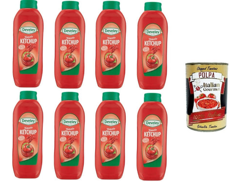Italian Gourmet E.R. Salsas Tomaten-Ketchup-Sauce Wiederverschließbare Verpackung 8x 875ml + Italian Gourmet polpa 400g 8032804040014