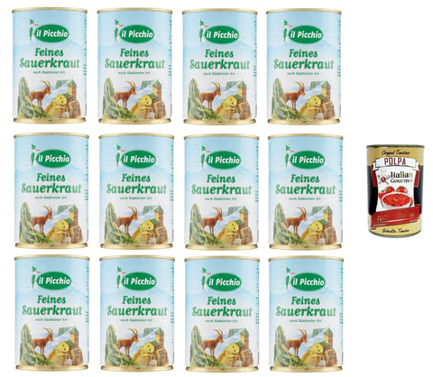 Italian Gourmet E.R. Sauerkraut Il Picchio - Sauerkraut, Natur, 12x400 g+ Italian Gourmet polpa 400g 4003274006996