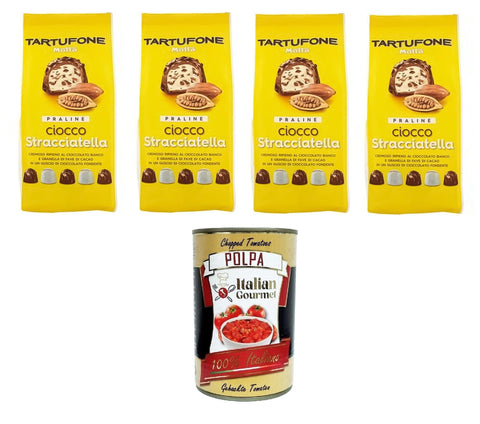 Italian Gourmet E.R. Schokolade Motta Tartufone Praline Ciocco Stacciatella Tartufone Ciocco Stacciatella Pralinen 4x150gr + Italian Gourmet polpa 400g 8032804040014