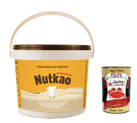 Italian Gourmet E.R. Schokoladenaufstrich Nutkao crema bianca weiße Creme Schokolade 6Kg Brotaufstrich Aufstrich + Italian Gourmet polpa 400g 8008245001037