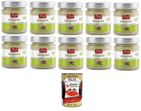 Italian Gourmet E.R. Schokoladenaufstrich Pistì Crema Spalmabile al Pistacchio con "Pistacchio Verde di Bronte Dop" Pistazien-Aufstrichcreme mit „Grünen Pistazien von Bronte Dop“ 10x200gr + Italian Gourmet polpa 400g 8032804040014