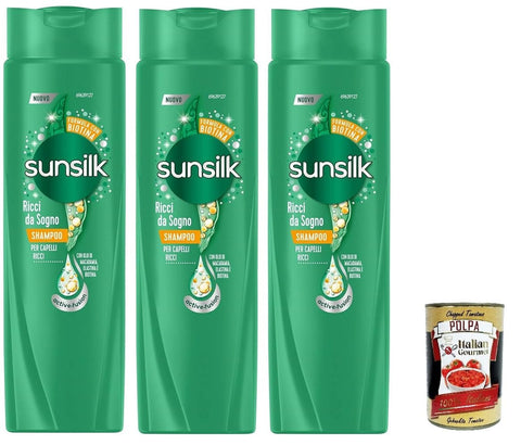 Italian Gourmet E.R. Shampoos 3x Sunsilk, Dream Curl Shampoo, Shampoo für definiertes und elastisches lockiges Haar, 250 ml+ Italian Gourmet polpa 400g 8720182541291